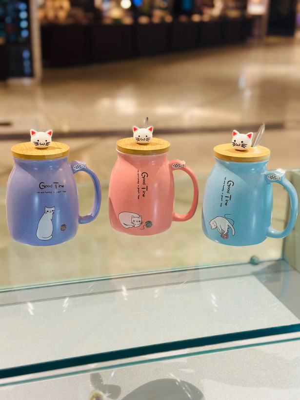 ماگ در چوبی ایموجی گربه ای